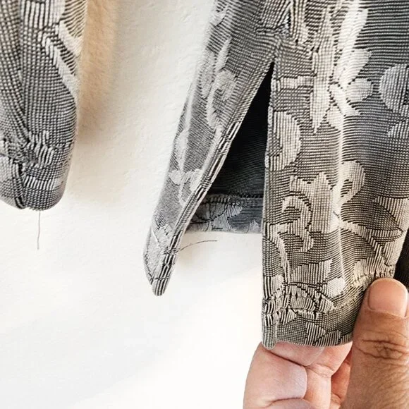 Vintage Y2k 70s Clio PM LongSleeve Gray Floral Top Whimsigoth Retro Disco - Picture 11 of 15